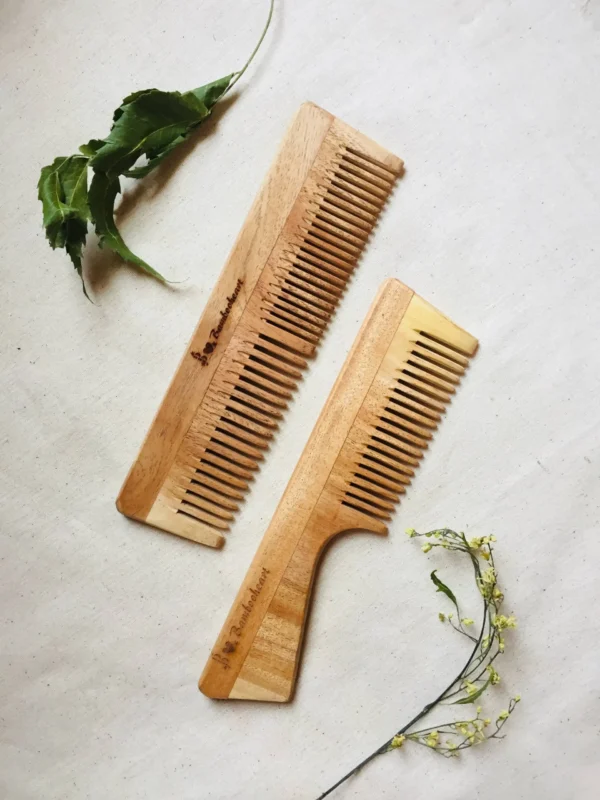 Comb set of 2 (double teeth + with handle)