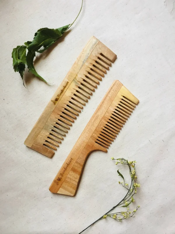 Comb set of 2 (wide teeth + with handle)