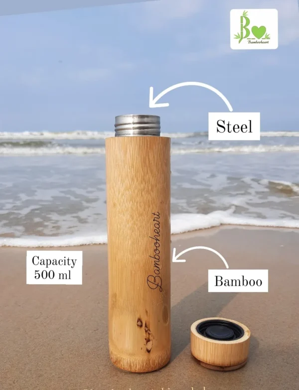 Bamboo bottle with steel interior