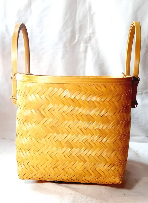 bamboo basket with handle big