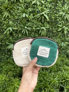 small coin pouch natural and green colour